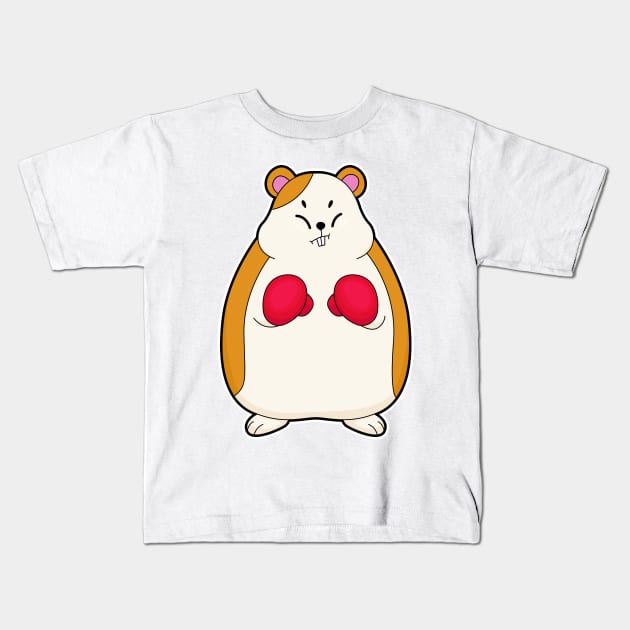 Hamster as Boxer with Boxing gloves Kids T-Shirt by Markus Schnabel